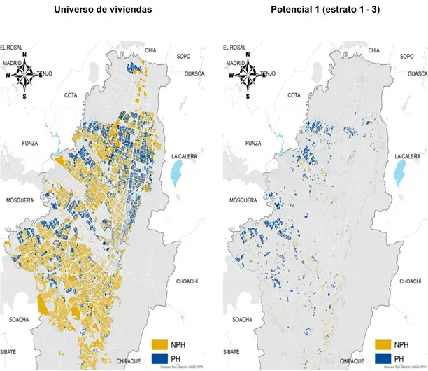 Mapa 3 Plano del universo de viviendas y escenario potencial 1