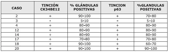 Caso tinción, Biopsias de Próstata