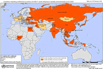 Países que han registrado casos de H5N1