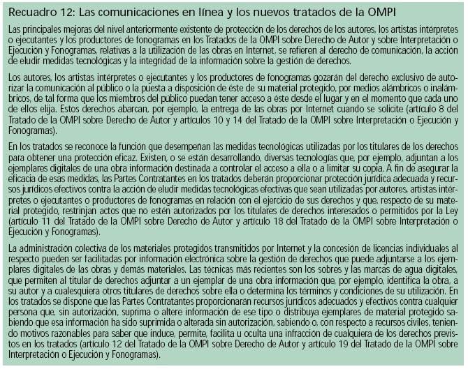 Comunicaciones en linea y tratados de la OMPI