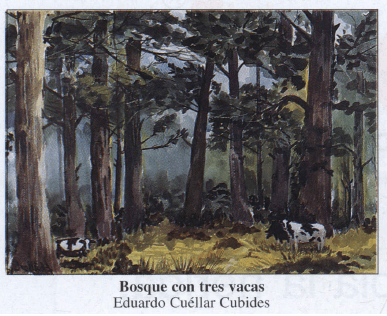 Bosque con tres vacas - Eduardo Cuéllar Cubides