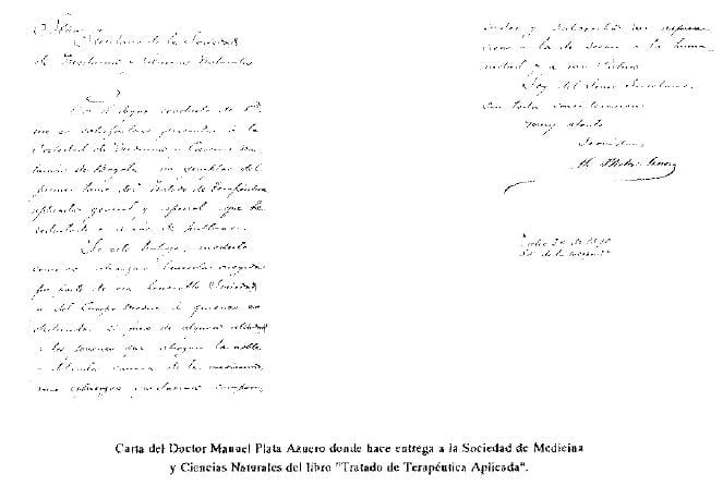 Carta del doctor Manuel Plata