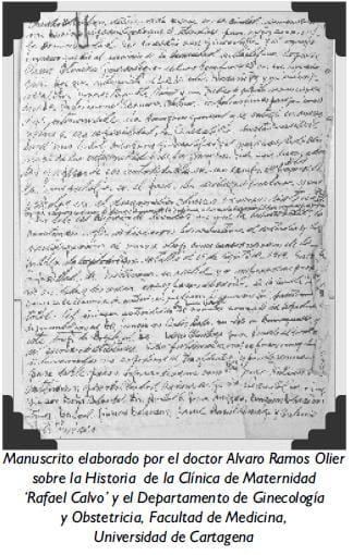 Manuscrito elaborado por el doctor Alvaro Ramos Olier