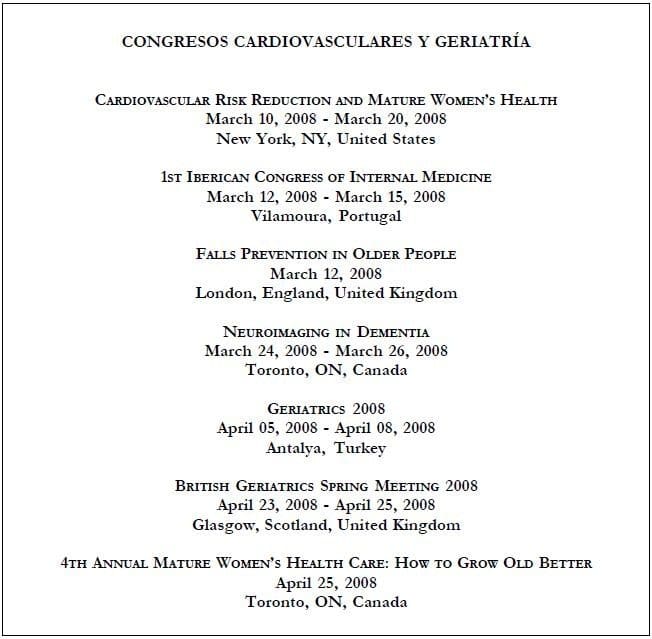 Congreso cardiovasculares y geriatria