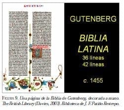 Una página de la Biblia de Gutenberg