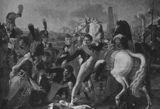 Larrey atendiendo a Napoleón, en la Batalla de Ratisbona (Regensburg), Baviera