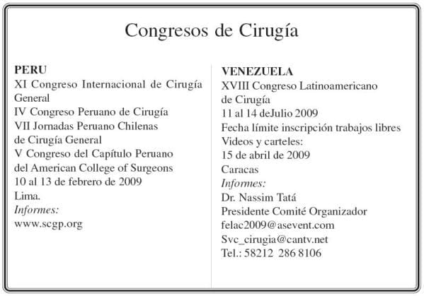 Revista de Cirugía: Congreso 3,Volumen 23 No. 4