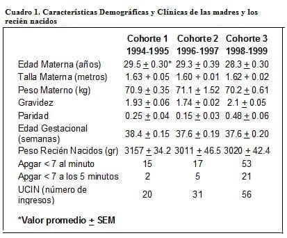 Características Demográficas y Clínicas de las madres y los recién nacidos