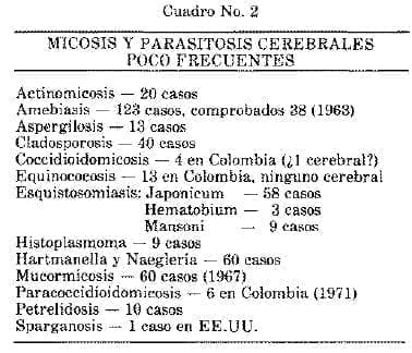 Micosis y Parasitosis Cerebrales poco Frecuentes