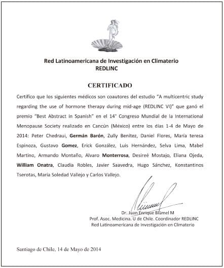 Certificado del Dr Blumel de Chile