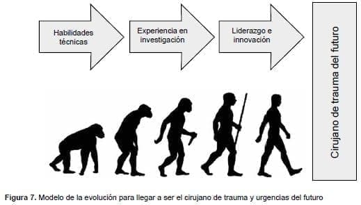 Modelo de la evolución para llegar a ser el cirujano de trauma y urgencias