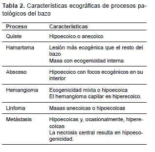 Características ecográficas de procesos patológicos del bazo