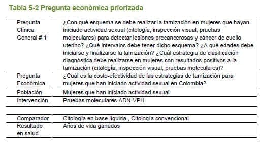 Cáncer Cuello Uterino - Pregunta económica priorizada