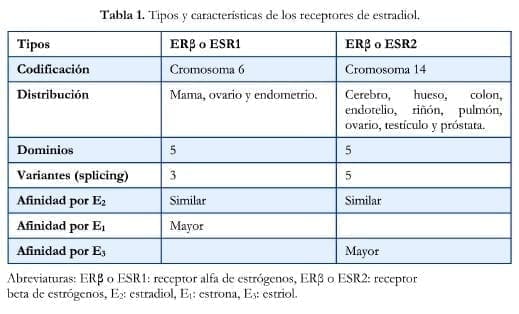 Características de los receptores de estrógenos