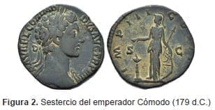 Sestercio del emperador Cómodo (179 d.C.)