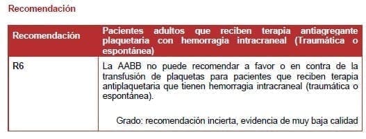 Terapia antiagregante plaquetaria con hemorragia intracraneal