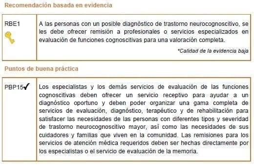 Servicios de evaluación especializada -Recomendaciones