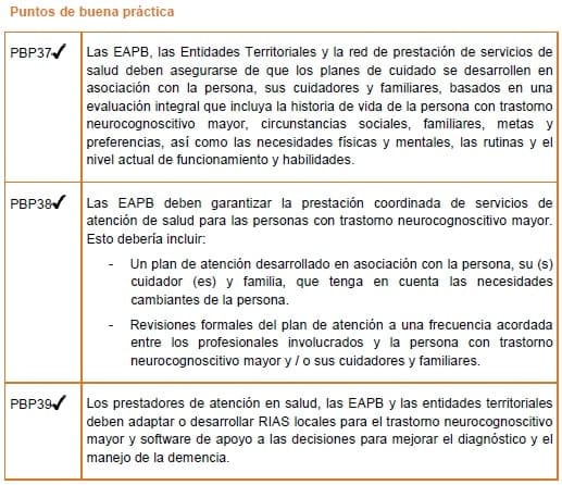 Trastorno Neurocognoscitivo Mayor - Organización de servicios de salud