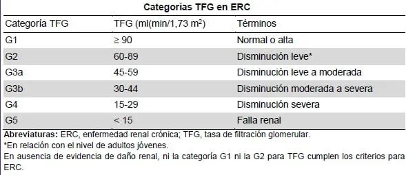 Categorías de albuminuria en ERC