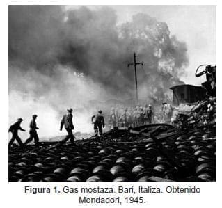 Gas mostaza. Bari, Italiza. Obtenido Mondadori, 1945.  