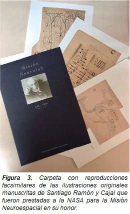 . Carpeta con reproducciones facsimilares de las ilustraciones originales manuscritas de Santiago Ramón y Cajal 