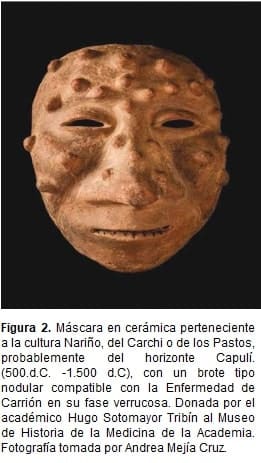 Máscara en cerámica perteneciente a la cultura Nariño