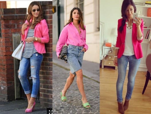 Combinar fucsia con denim