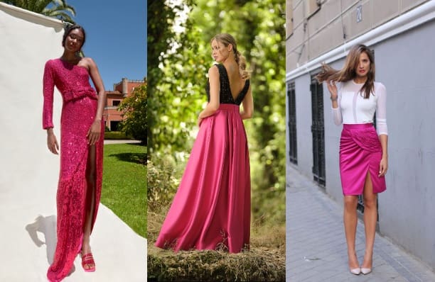 faldas y vestidos de color fucsia