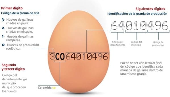 Código marcado en el huevo