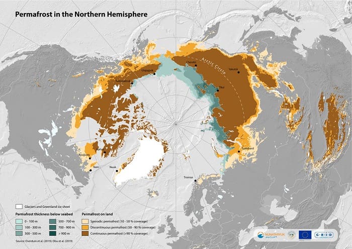 El permafrost en el Hemisferio Norte