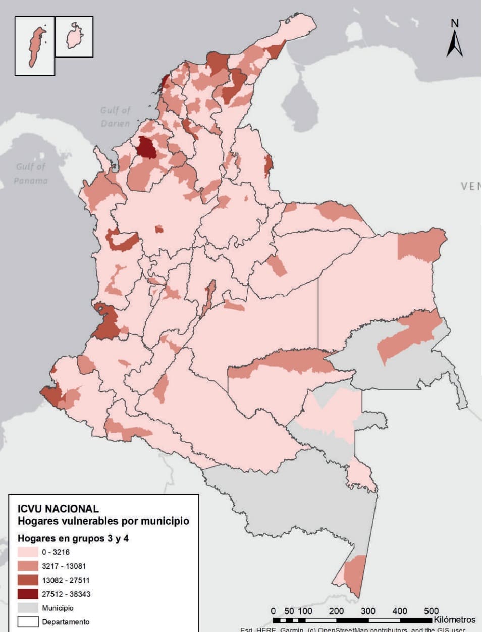 Mapa 1. Porcentaje de hogares por municipio