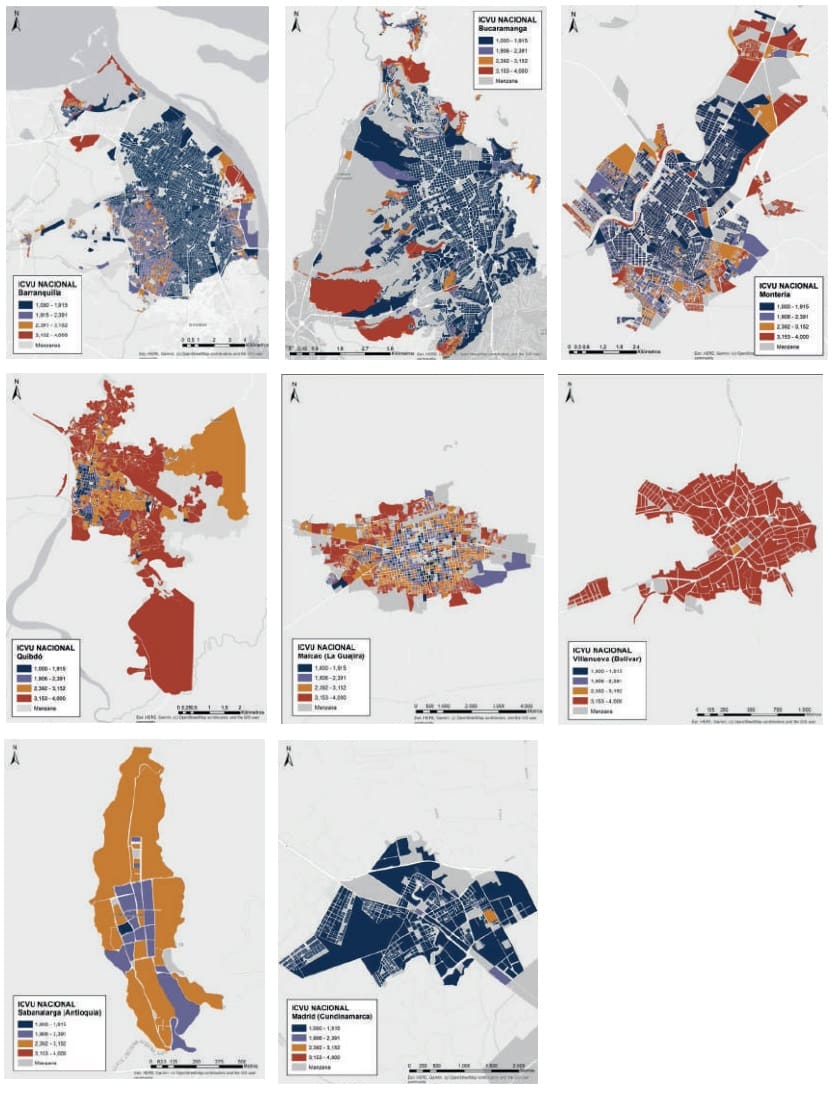 Mapa 3. Visualización de resultados ICVU nacional por municipio